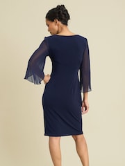 Gina Bacconi Blue Ryder Jersey And Chiffon Wrap Dress - Image 2 of 7