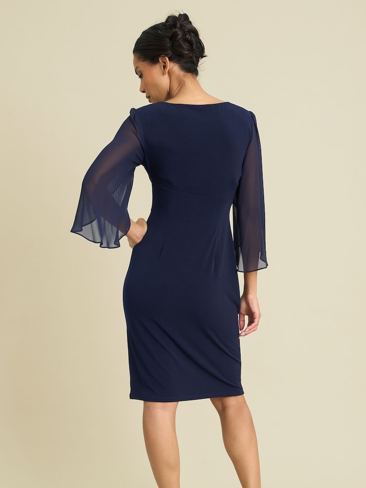 Gina Bacconi Blue Ryder Jersey And Chiffon Wrap Dress - Image 2 of 7 Gina Bacconi Blue Ryder Jersey And Chiffon Wrap Dress - Image 2 of 7