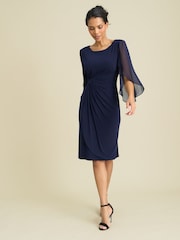 Gina Bacconi Blue Ryder Jersey And Chiffon Wrap Dress - Image 3 of 7