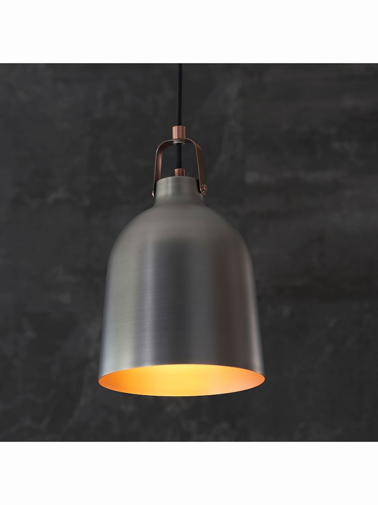 Gallery Home Silver Lacie Aged Pewter Pendant Ceiling Light - Image 1 of 9
