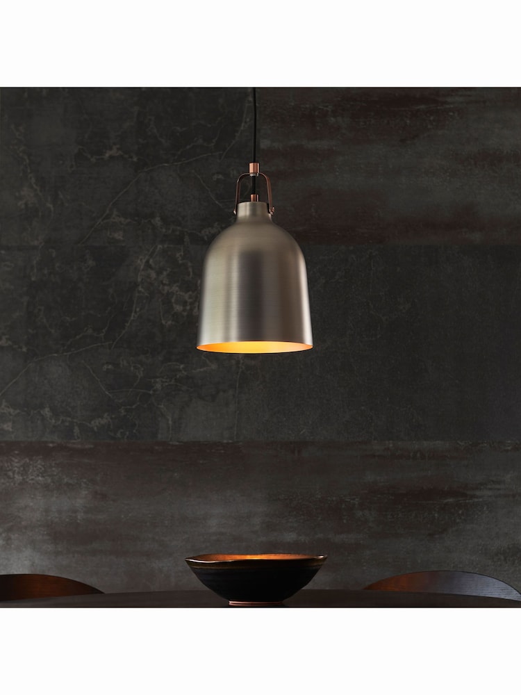 Gallery Home Silver Lacie Aged Pewter Pendant Ceiling Light - Image 2 of 9