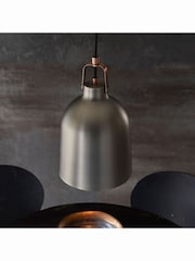 Gallery Home Silver Lacie Aged Pewter Pendant Ceiling Light - Image 3 of 9