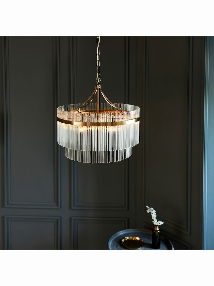 Gallery Home Antique Brass Marston 5 Bulb Pendant Ceiling Light - Image 1 of 5 Gallery Home Antique Brass Marston 5 Bulb Pendant Ceiling Light - Image 1 of 5