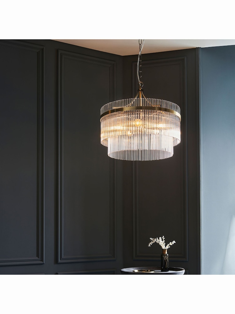 Gallery Home Antique Brass Marston 5 Bulb Pendant Ceiling Light - Image 2 of 5 Gallery Home Antique Brass Marston 5 Bulb Pendant Ceiling Light - Image 2 of 5