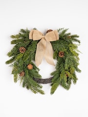 Scottish Everlastings Ltd Green Real Touch Half Wreath with Hessian Bow - Image 2 of 3