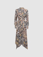 Reiss Lira Animal Print Belted Midi Dress - Image 2 of 4