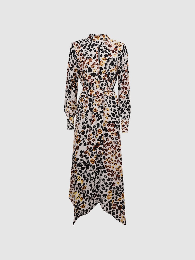 Reiss Lira Animal Print Belted Midi Dress - Image 2 of 4