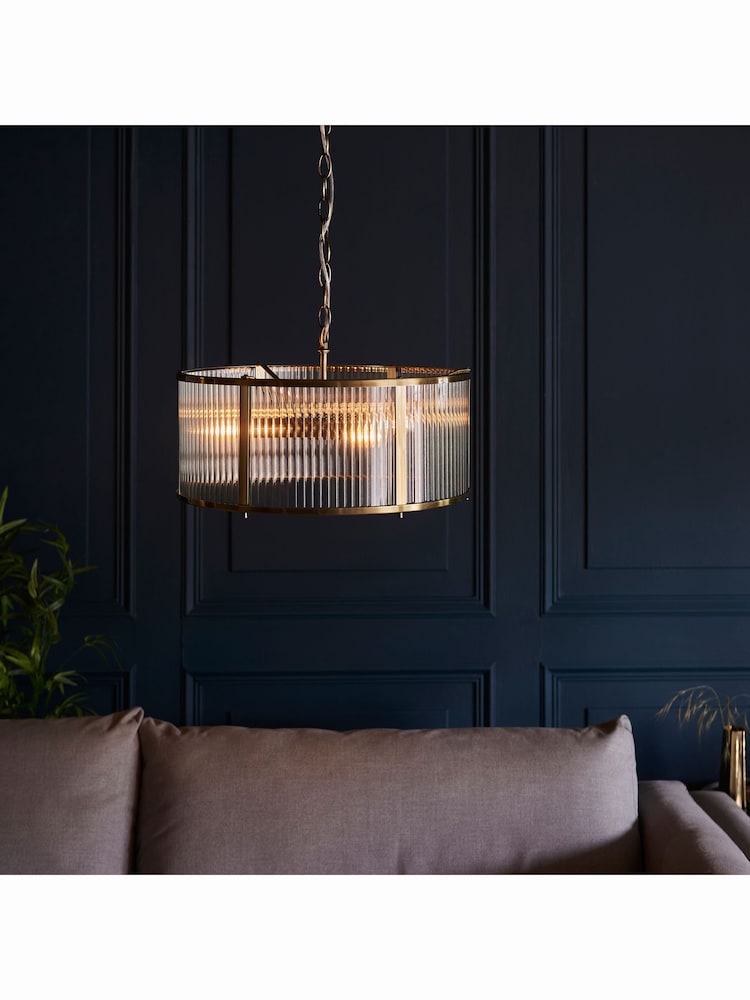Gallery Home Brass Ridgeway 3 Bulb Pendant Ceiling Light - Image 1 of 5