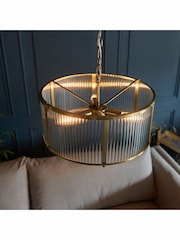 Gallery Home Brass Ridgeway 3 Bulb Pendant Ceiling Light - Image 2 of 5