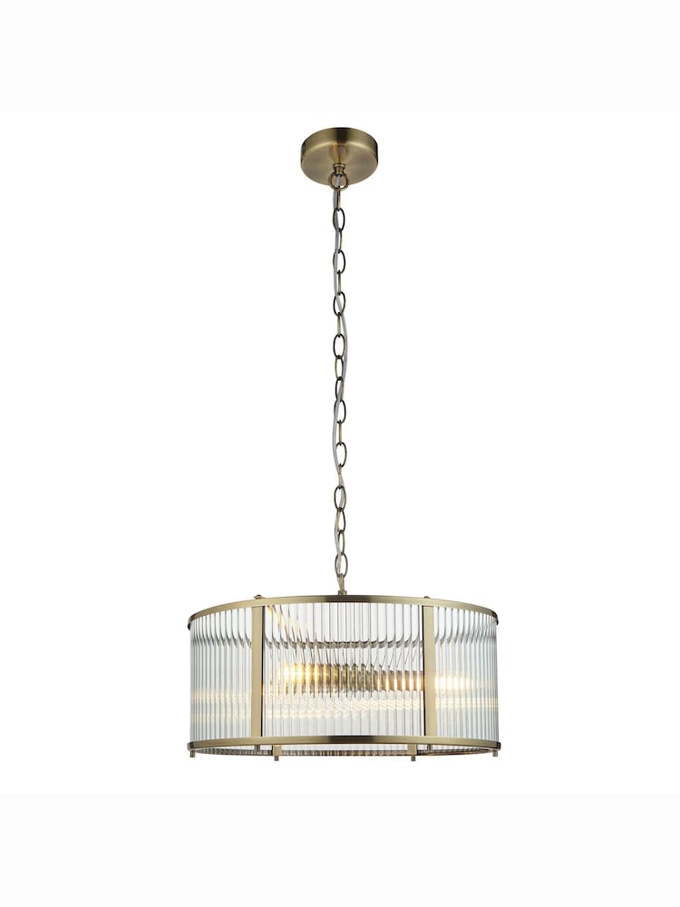 Gallery Home Brass Ridgeway 3 Bulb Pendant Ceiling Light - Image 5 of 5