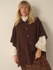 Monsoon Brown Bliss Collar Cape Sleeve Cardigan - Image 1 of 5