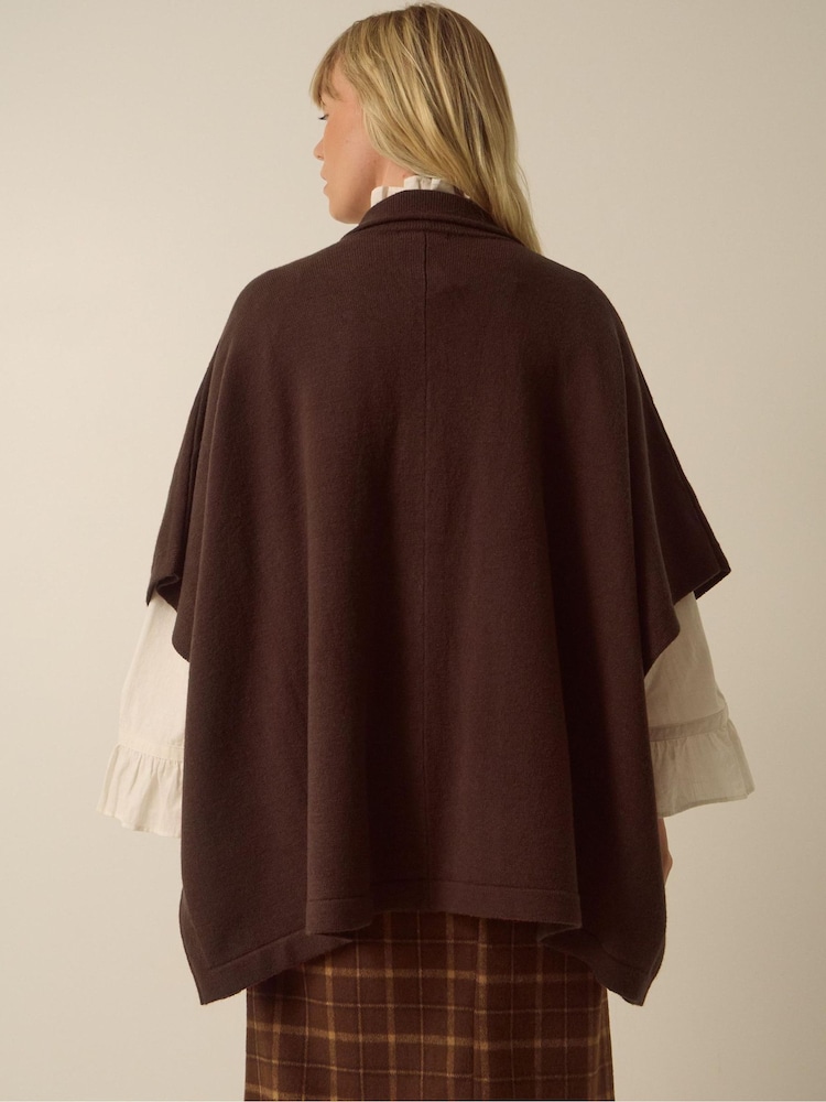Monsoon Brown Bliss Collar Cape Sleeve Cardigan - Image 2 of 5