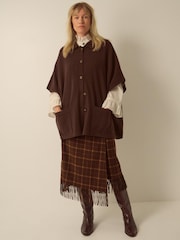 Monsoon Brown Bliss Collar Cape Sleeve Cardigan - Image 3 of 5