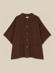 Monsoon Brown Bliss Collar Cape Sleeve Cardigan - Image 5 of 5