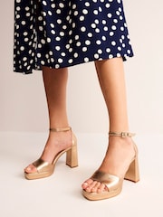 Boden Gold Heeled Platform Sandals - Image 1 of 4