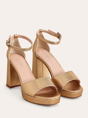Boden Gold Heeled Platform Sandals - Image 3 of 4