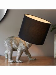 Gallery Home Brass Boris Bear Vintage Silver Table Lamp - Image 2 of 4