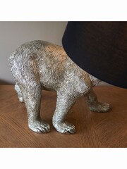 Gallery Home Brass Boris Bear Vintage Silver Table Lamp - Image 3 of 4