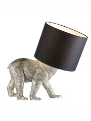 Gallery Home Brass Boris Bear Vintage Silver Table Lamp - Image 4 of 4