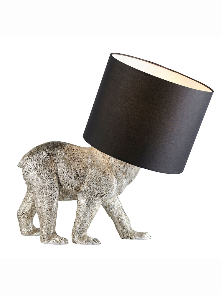 Gallery Home Brass Boris Bear Vintage Silver Table Lamp - Image 4 of 4