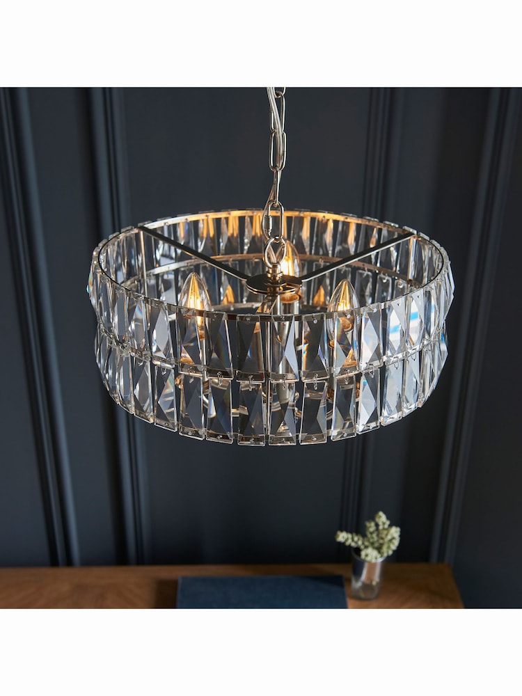 Gallery Home Silver Tilly Bright Nickel 3 Bulb Pendant Ceiling Light - Image 1 of 9
