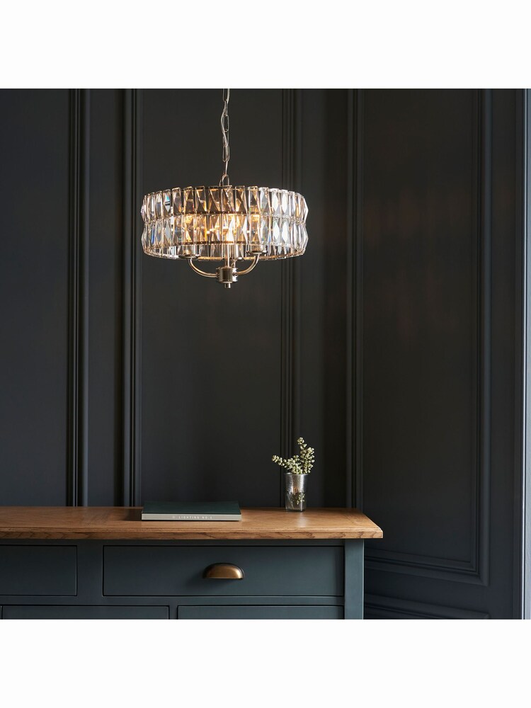Gallery Home Silver Tilly Bright Nickel 3 Bulb Pendant Ceiling Light - Image 2 of 9