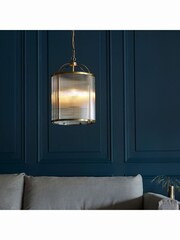 Gallery Home Brass York Ribbed 4 Bulb Pendant Ceiling Light - Image 1 of 4
