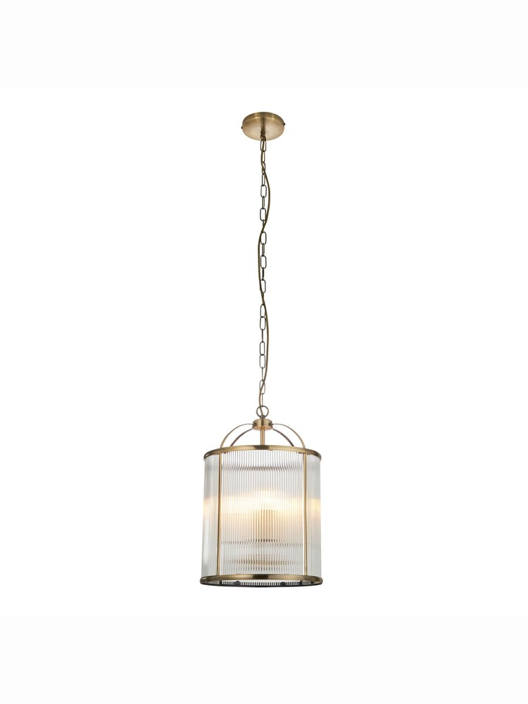 Gallery Home Brass York Ribbed 4 Bulb Pendant Ceiling Light - Image 4 of 4