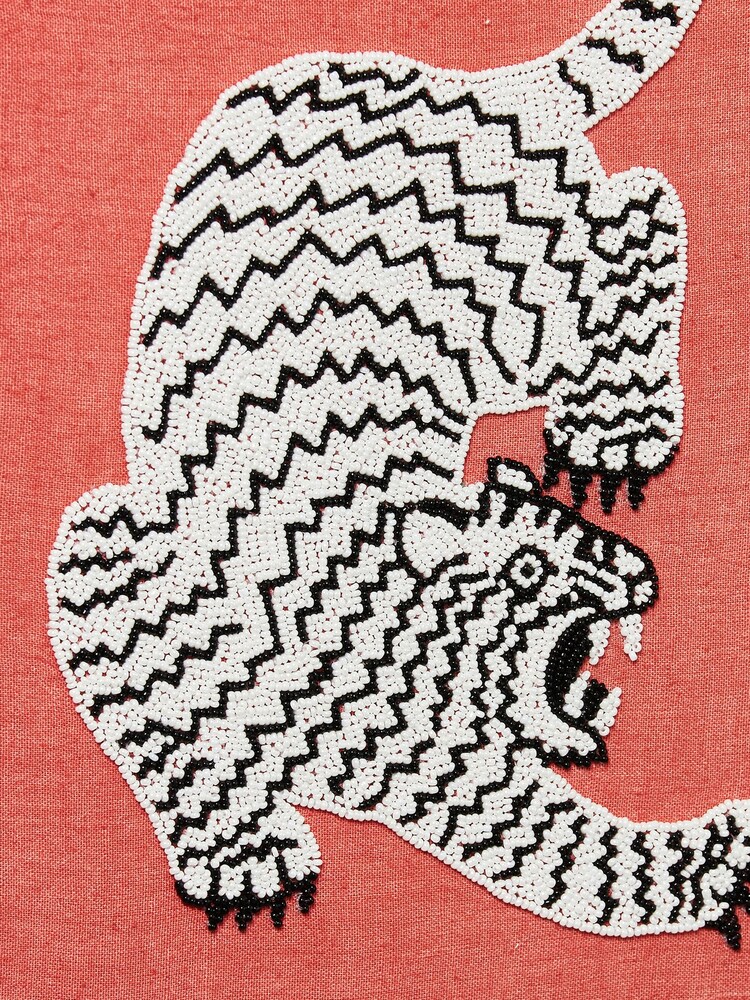 Oliver Bonas Pink Beaded Tiger Framed Wall Art - Image 3 of 3