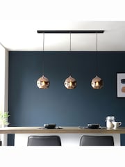 Gallery Home Copper Bali Mirrored Glass 3 Bulb Pendant Ceiling Light - Image 1 of 8