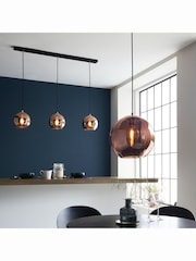 Gallery Home Copper Bali Mirrored Glass 3 Bulb Pendant Ceiling Light - Image 2 of 8