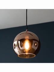 Gallery Home Copper Bali Mirrored Glass 3 Bulb Pendant Ceiling Light - Image 3 of 8