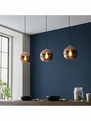 Gallery Home Copper Bali Mirrored Glass 3 Bulb Pendant Ceiling Light - Image 5 of 8