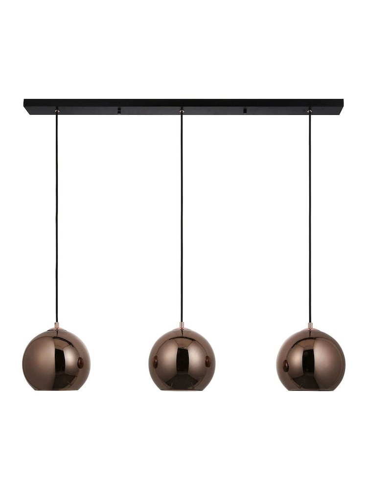 Gallery Home Copper Bali Mirrored Glass 3 Bulb Pendant Ceiling Light - Image 5 of 5