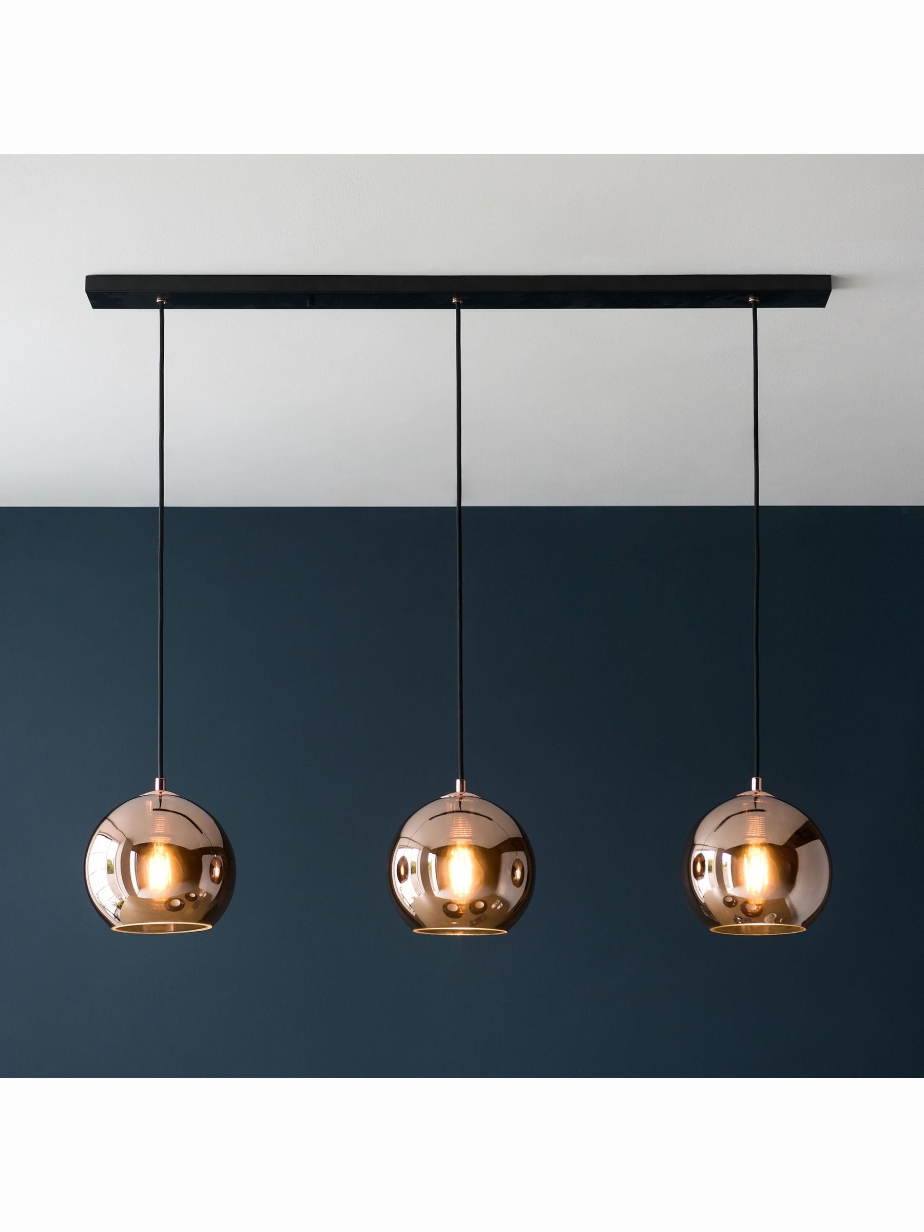 Buy Gallery Home Copper Bali Mirrored Glass 3 Bulb Pendant Ceiling