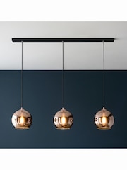 Gallery Home Copper Bali Mirrored Glass 3 Bulb Pendant Ceiling Light - Image 6 of 8