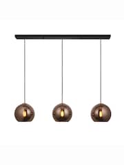 Gallery Home Copper Bali Mirrored Glass 3 Bulb Pendant Ceiling Light - Image 7 of 8