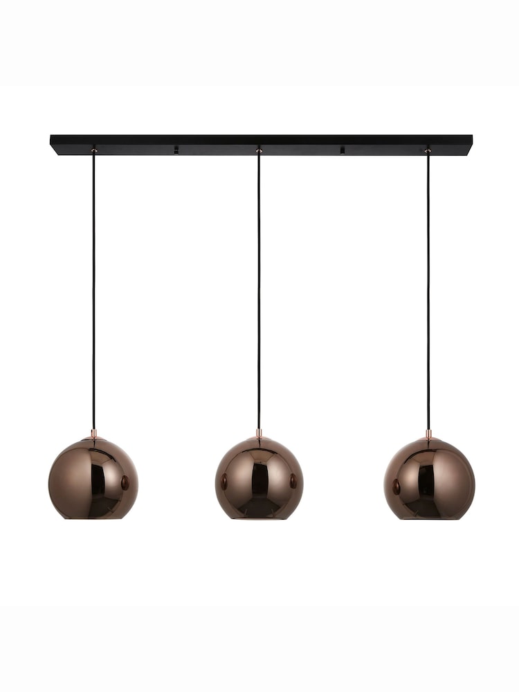 Gallery Home Copper Bali Mirrored Glass 3 Bulb Pendant Ceiling Light - Image 8 of 8