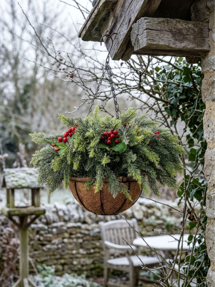 Scottish Everlastings Ltd Green Christmas Foliage Hanging Basket - Image 1 of 3 Scottish Everlastings Ltd Green Christmas Foliage Hanging Basket - Image 1 of 3