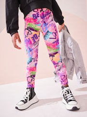 Pink Graffiti Printed Leggings (3-16yrs) - Image 1 of 7