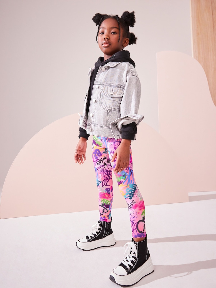 Pink Graffiti Printed Leggings (3-16yrs) - Image 2 of 7