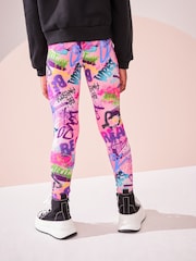 Pink Graffiti Printed Leggings (3-16yrs) - Image 3 of 7