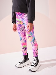Pink Graffiti Printed Leggings (3-16yrs) - Image 4 of 7