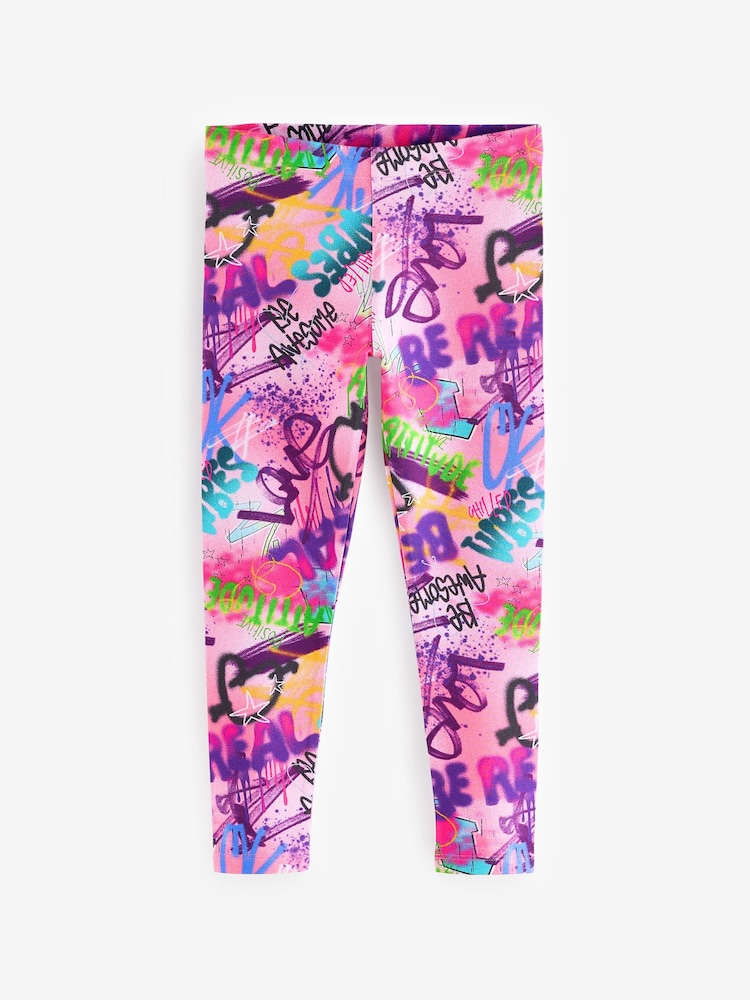 Pink Graffiti Printed Leggings (3-16yrs) - Image 5 of 7