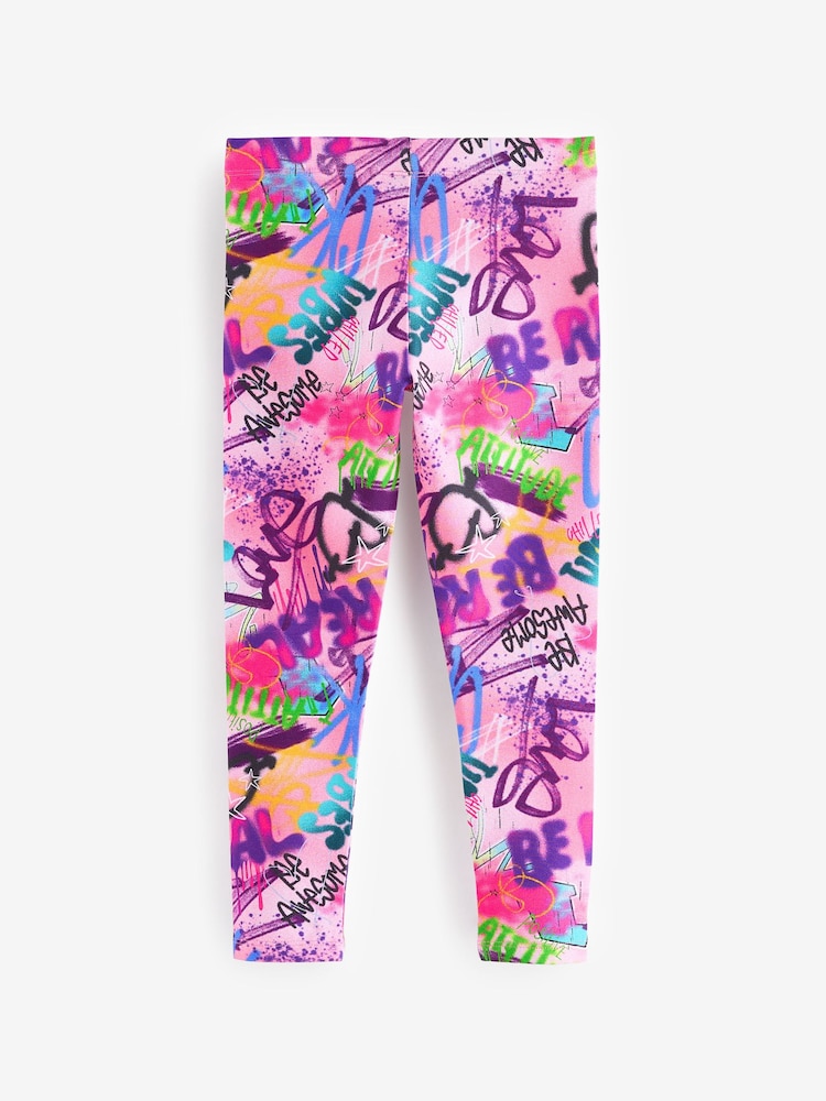Pink Graffiti Printed Leggings (3-16yrs) - Image 6 of 7