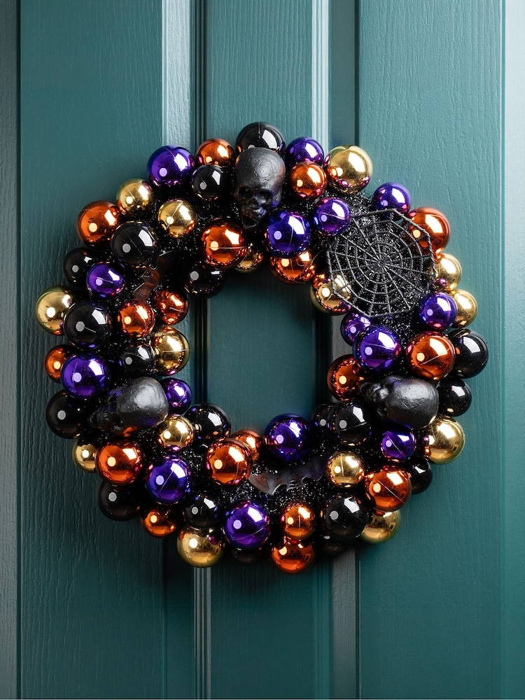 Scottish Everlastings Ltd Purple Halloween Bauble Wreath - Image 1 of 3 Scottish Everlastings Ltd Purple Halloween Bauble Wreath - Image 1 of 3