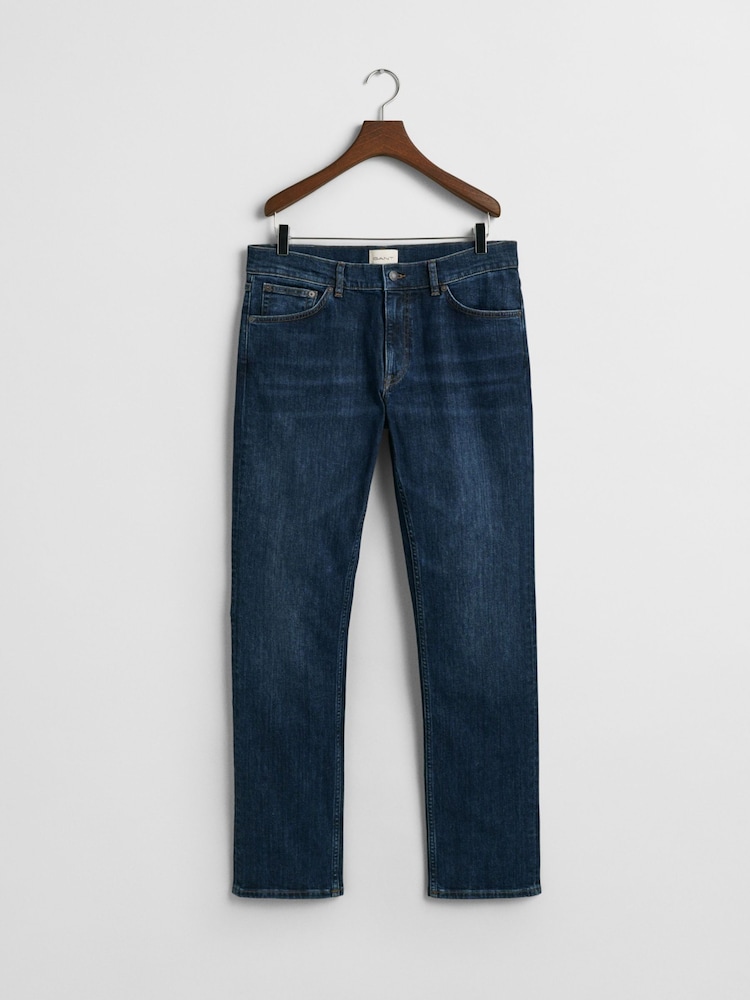 GANT Dark Blue Worn In Regular Fit Jeans - Image 4 of 4 GANT Dark Blue Worn In Regular Fit Jeans - Image 4 of 4