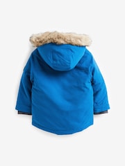 Cobalt Blue Shower Resistant Faux Fur Parka Coat (3mths-7yrs) - Image 7 of 8