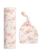 aden + anais Pink Rosettes Hat And Blanket Gift Set - Image 1 of 6