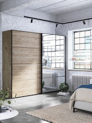 Wiemann Oak Jenson Wood and Mirror Sliding Semi Fitted 2.5m Sliding Wardrobe - Image 1 of 2